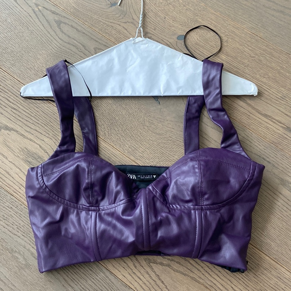 Zara Leather Cropped Corset Top
